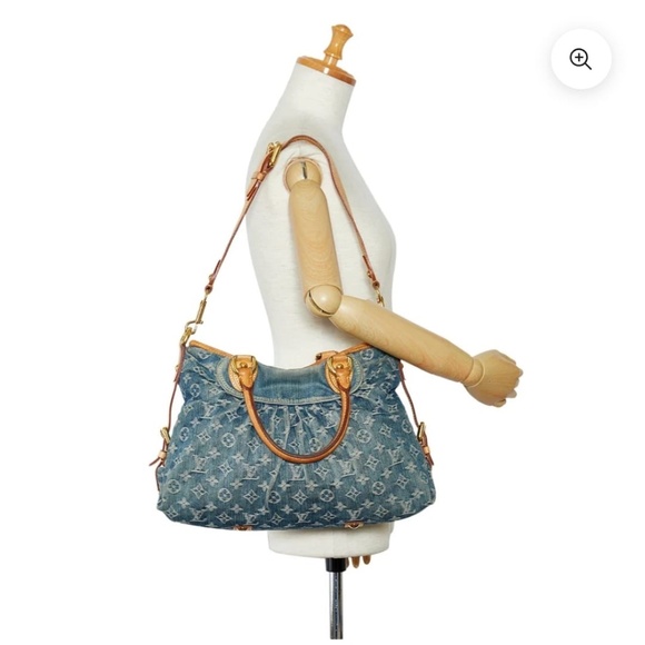 Authentic Louis Vuitton Denim Monogram Denim Neo Cabby MM Bag Blue - Picture 3 of 16